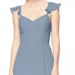 Bill Levkoff Slate Chiffon V-Neck A-line Dress